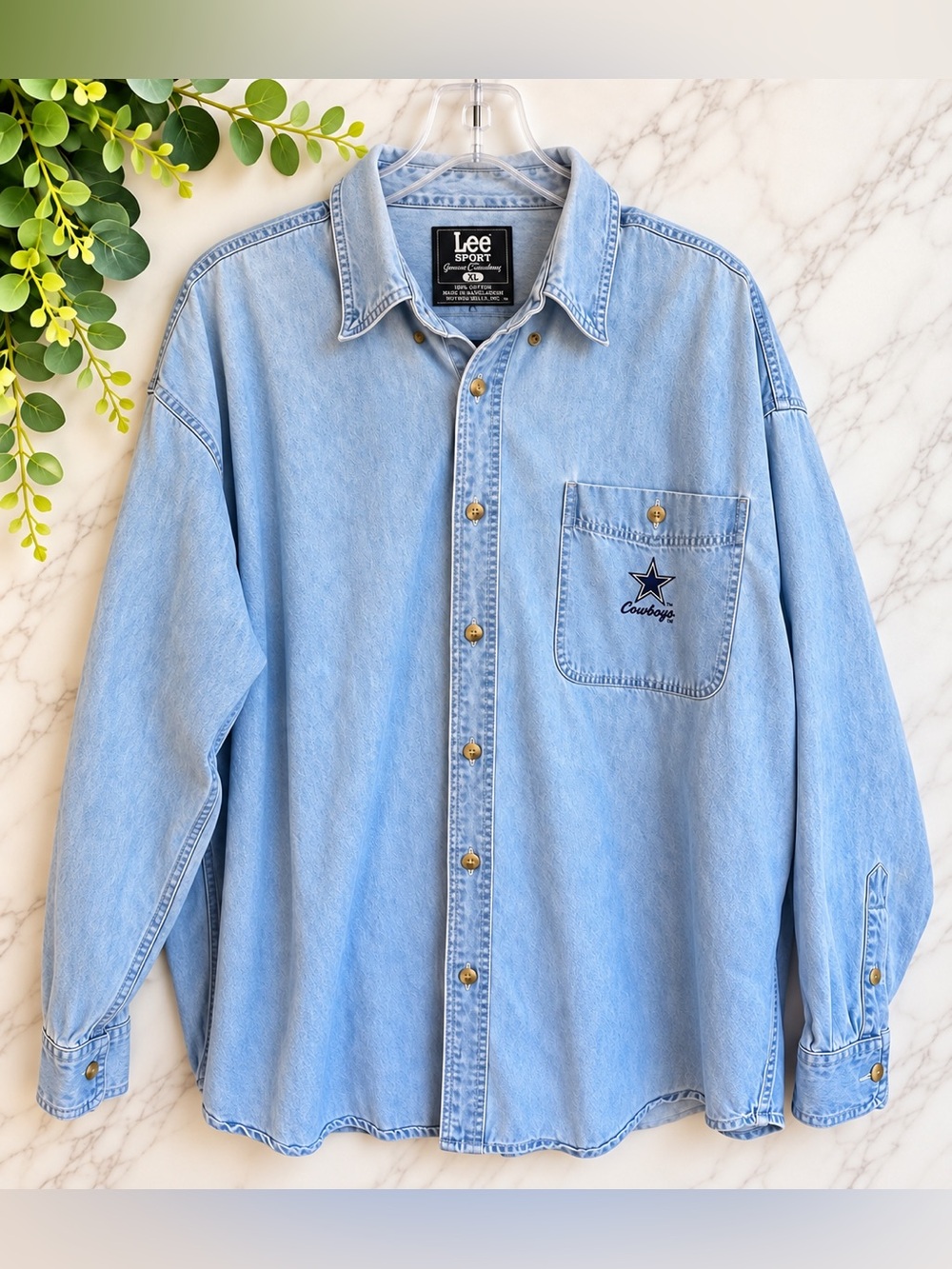 Lee Sport Dallas Cowboys Denim Button Down Shirt XL NFL